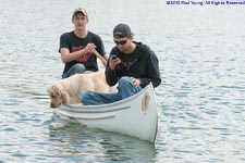 Joel and Devan canoeing with Boomer