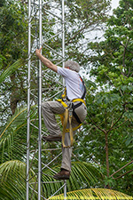 Paul climbing tower