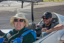 Charlotte and Jason in Fox, grinning