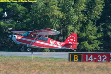 Citabria on the ground with runway markers